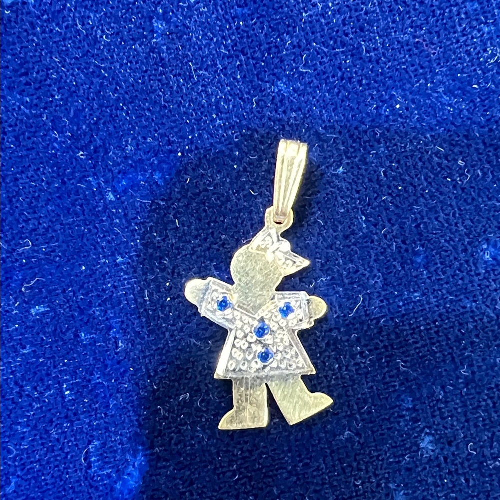 Gold Pendant with Blue Accents